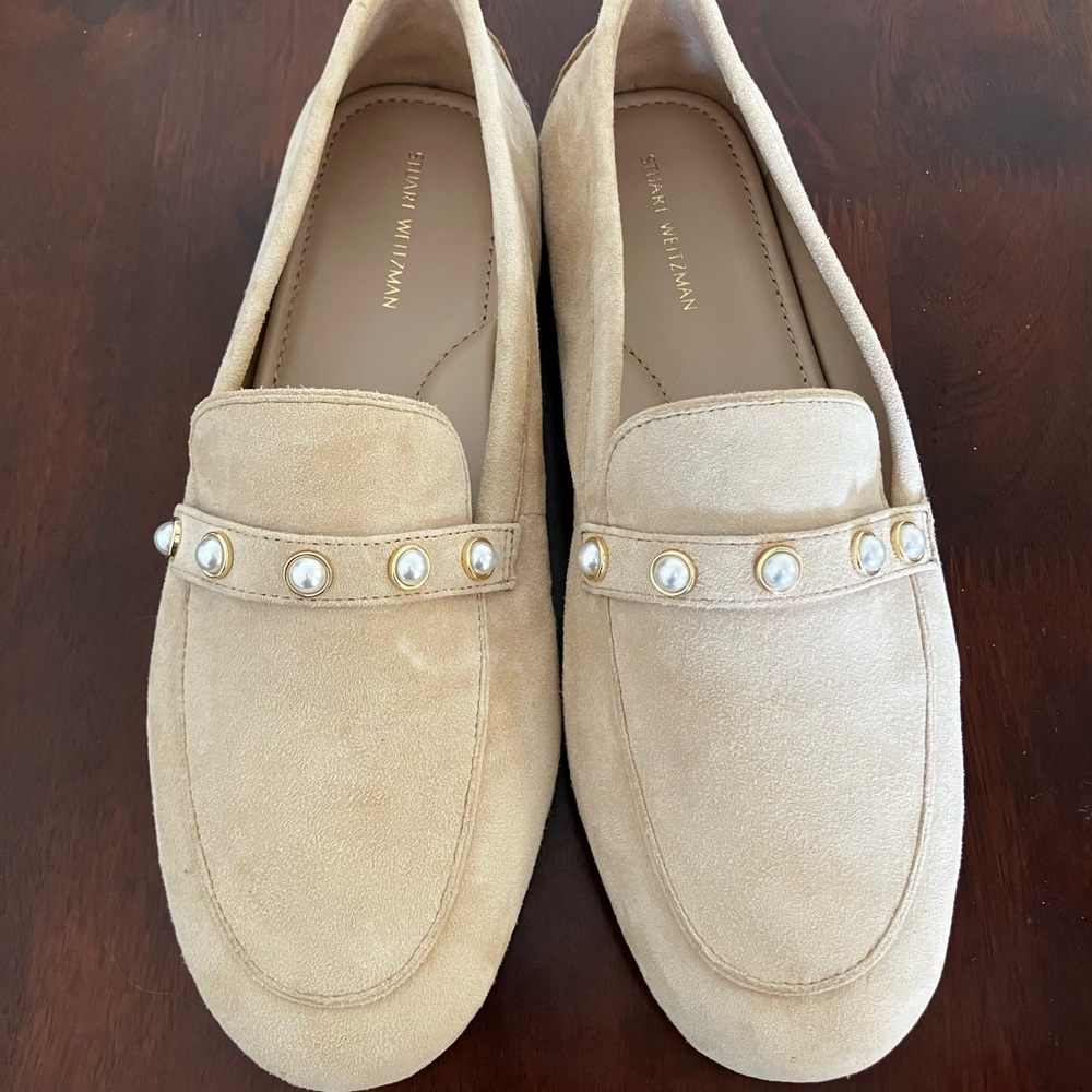 Stuart Weitzman pearl suede loafers